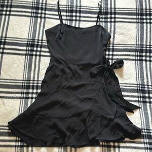 Express black ruffle wrap dress side bow zipper back adjustable strap size small